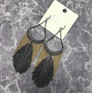 Mia Gold and Black Fringe Dangle Earrings